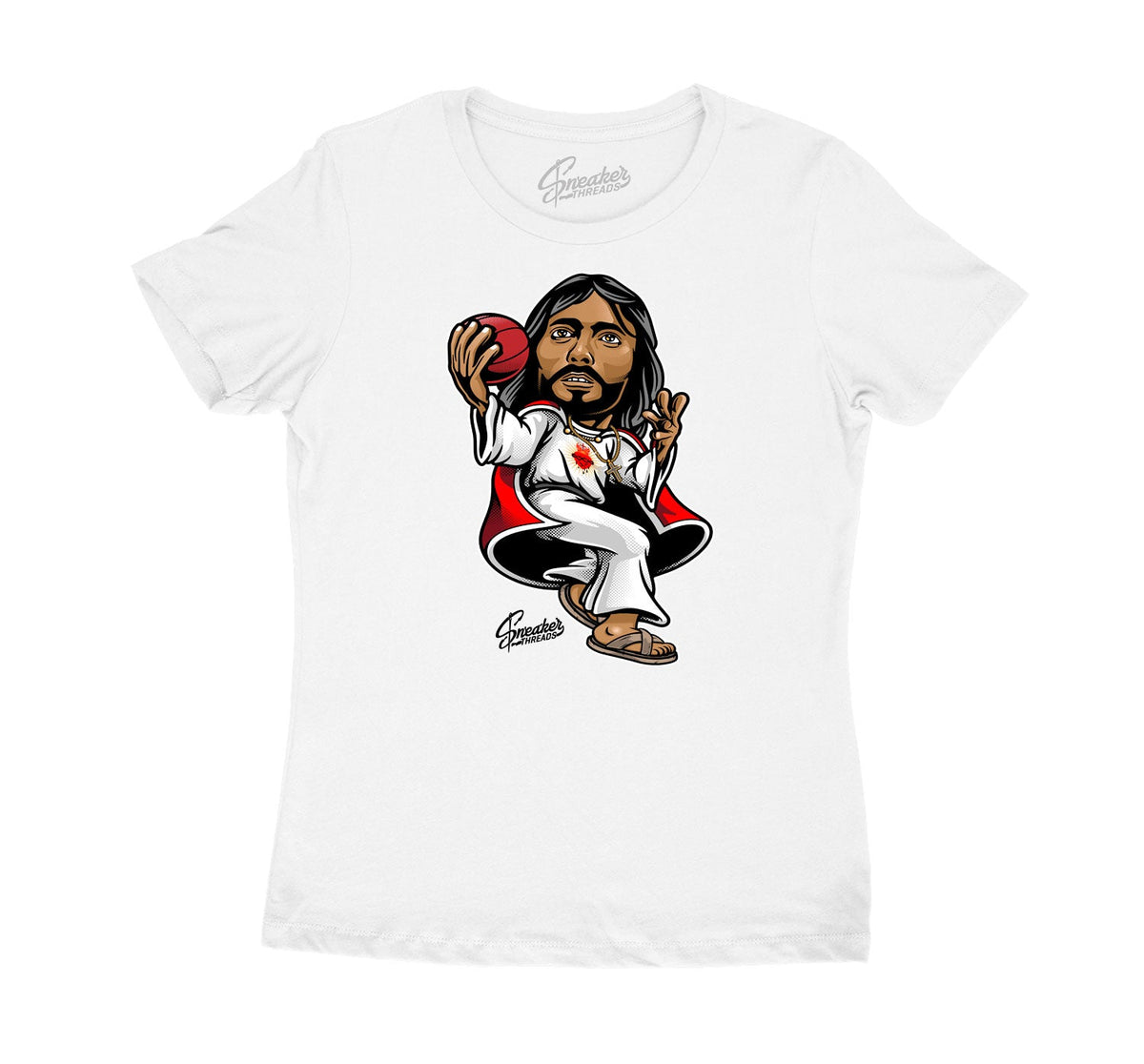 Womens - Fire Red 4 Air Jesus Shirt