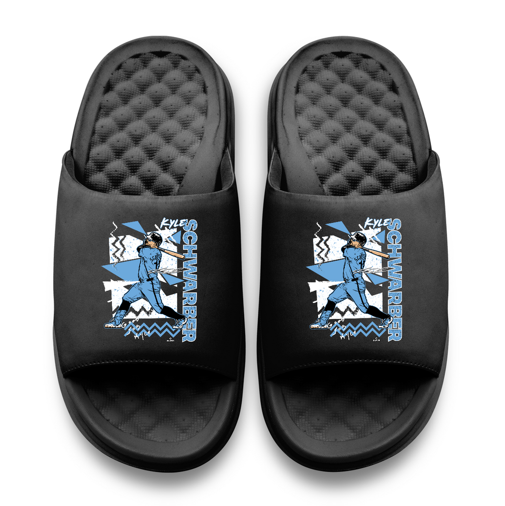 "Kyle Schwarber Retro Collage" Officially Licensed Slide Sandals