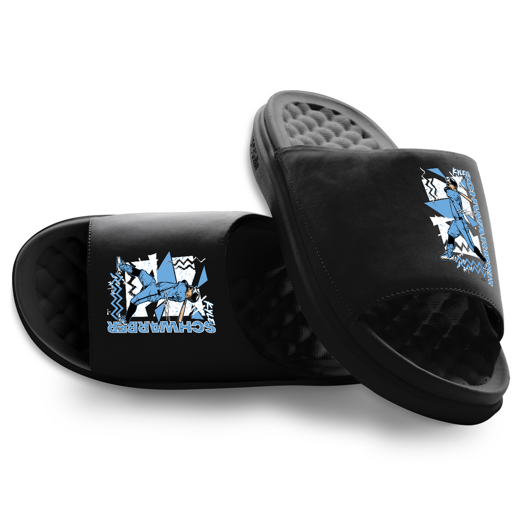 "Kyle Schwarber Retro Collage" Officially Licensed Slide Sandals