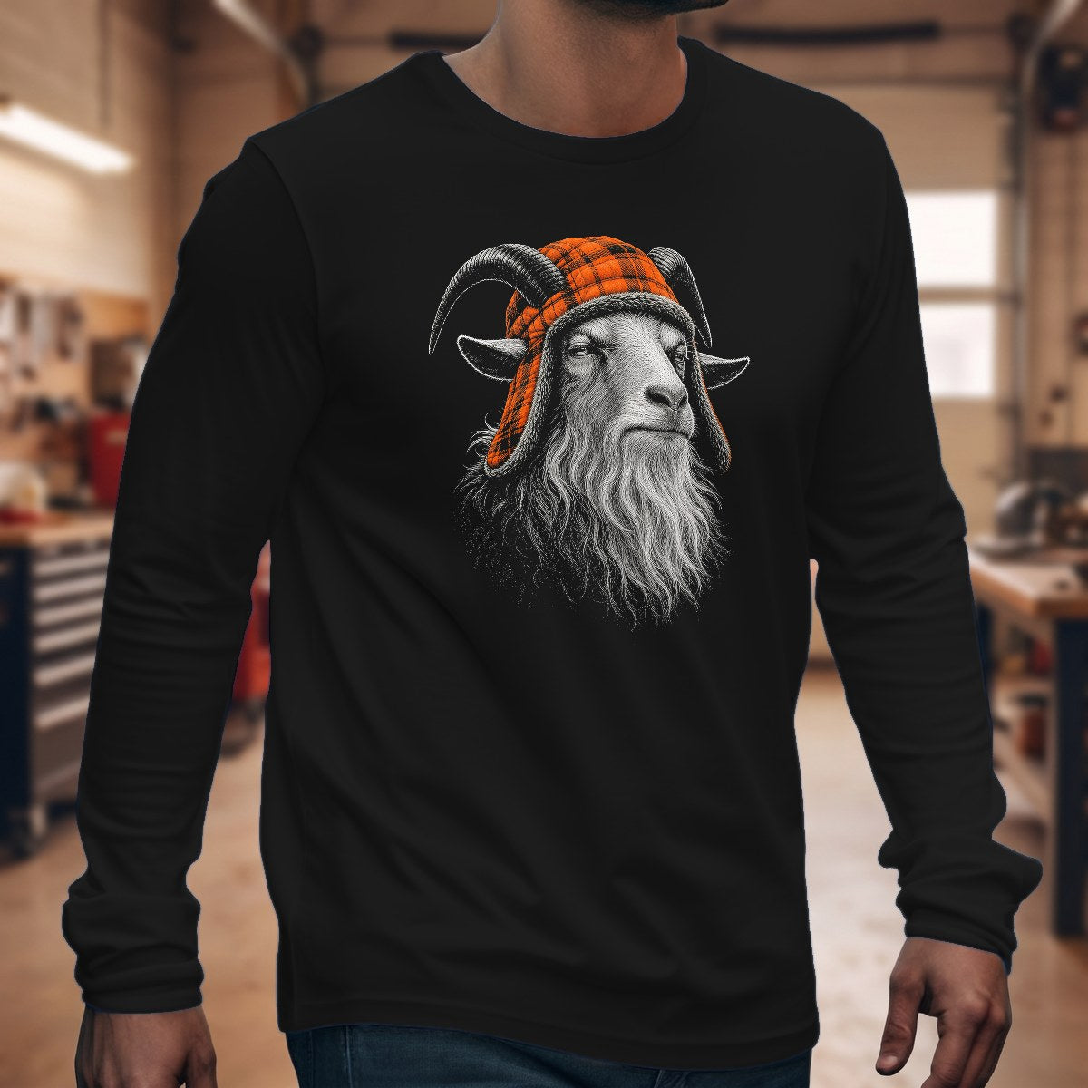 Goat Grandpa Trapper Long Sleeve Tee