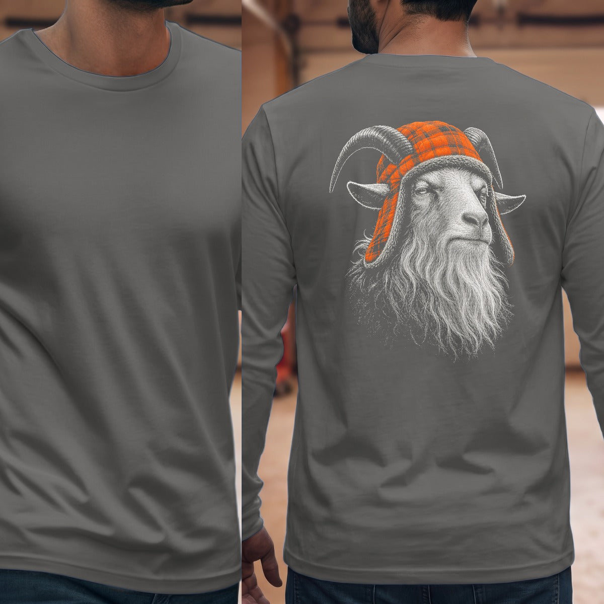 Goat Grandpa Trapper Long Sleeve Tee