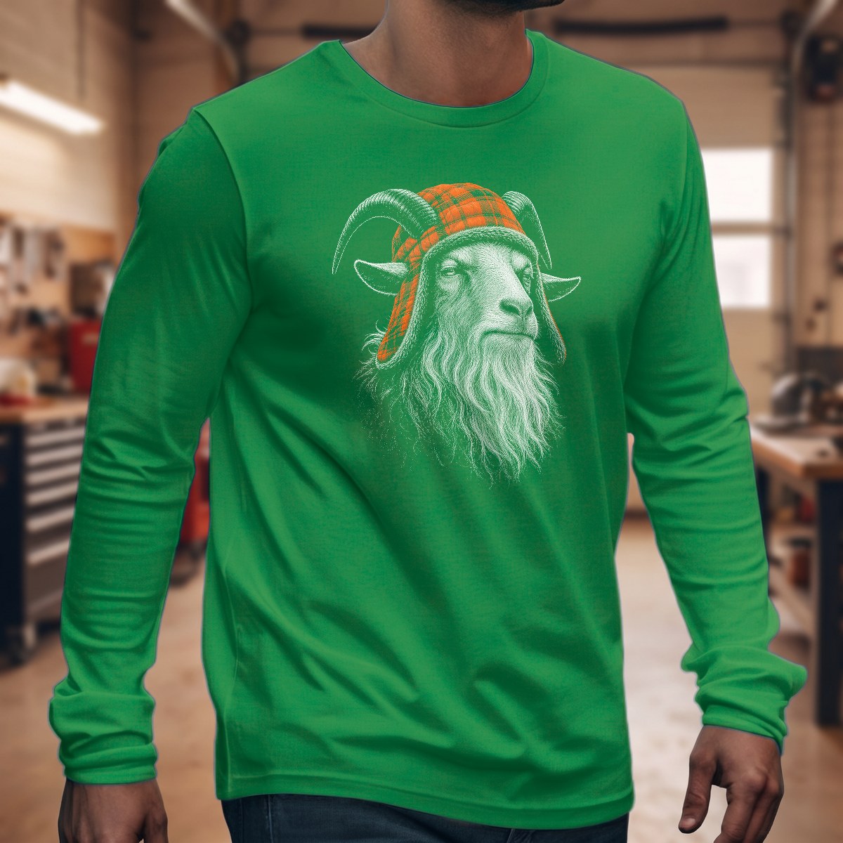 Goat Grandpa Trapper Long Sleeve Tee