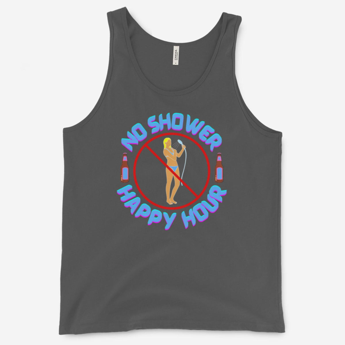 "No Shower Happy Hour" Unisex Tank Top