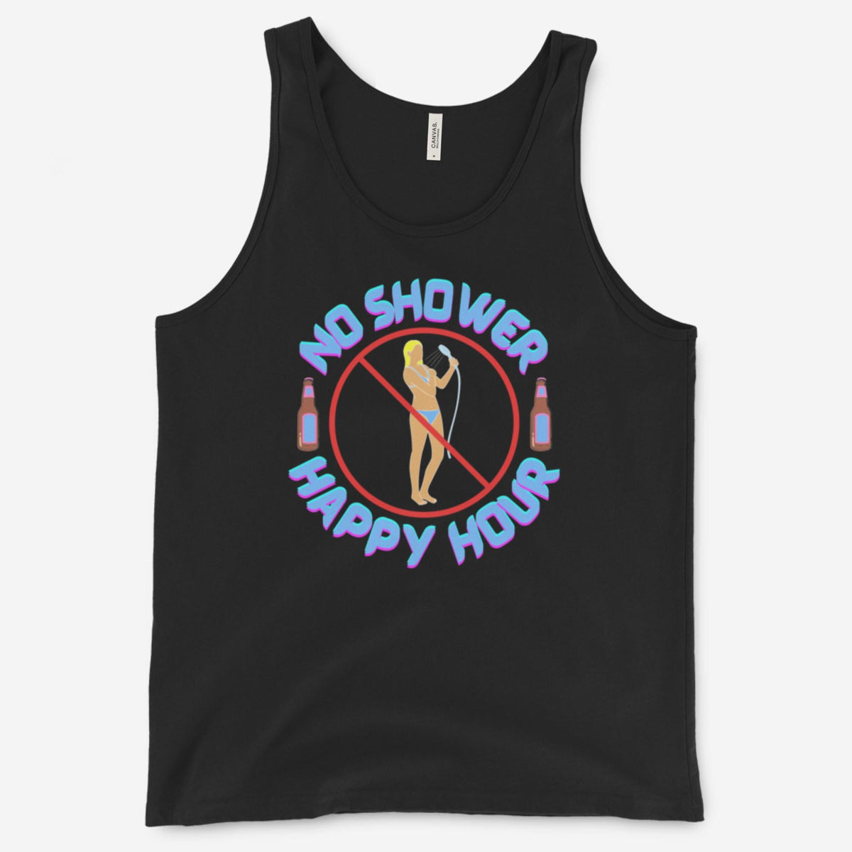 "No Shower Happy Hour" Unisex Tank Top