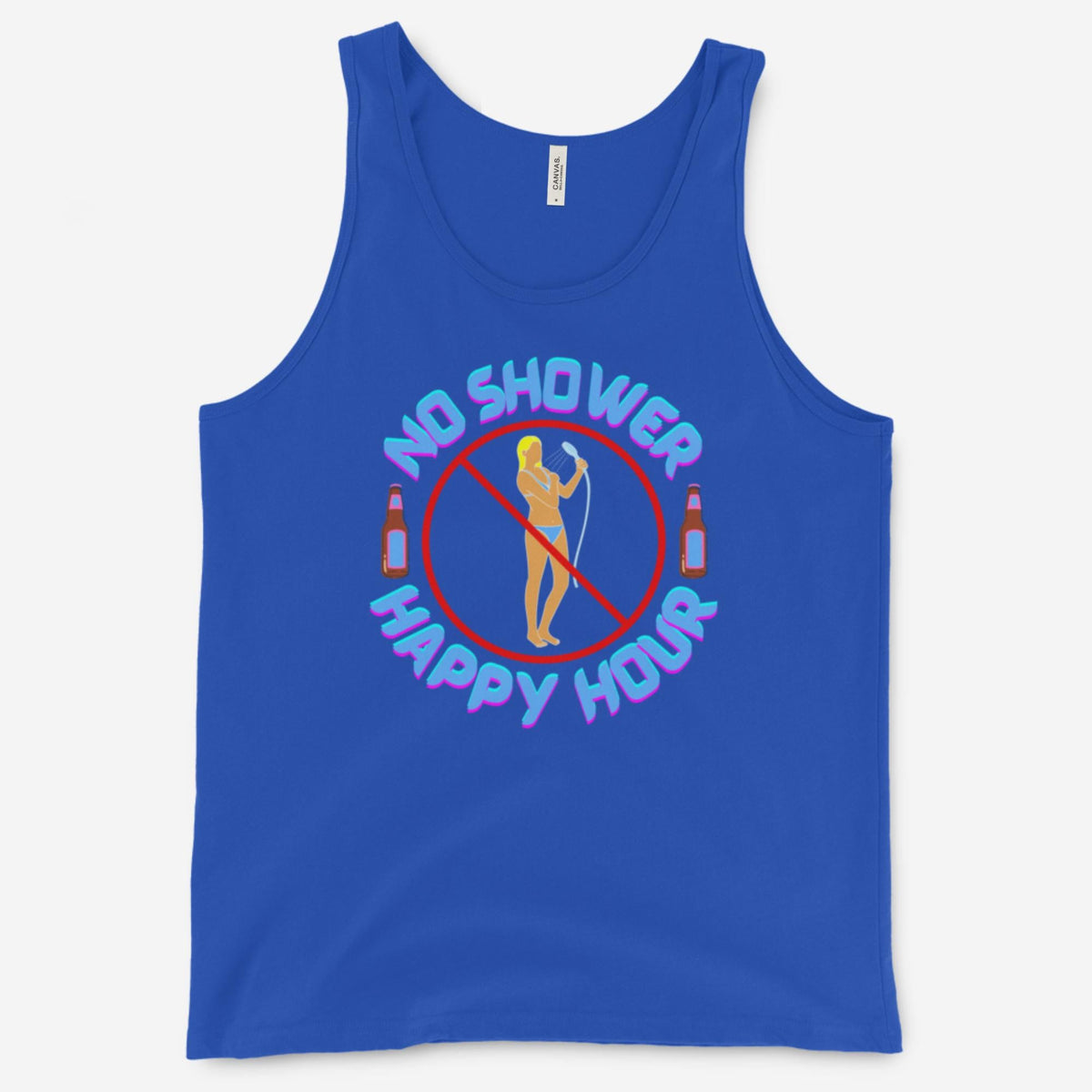 "No Shower Happy Hour" Unisex Tank Top