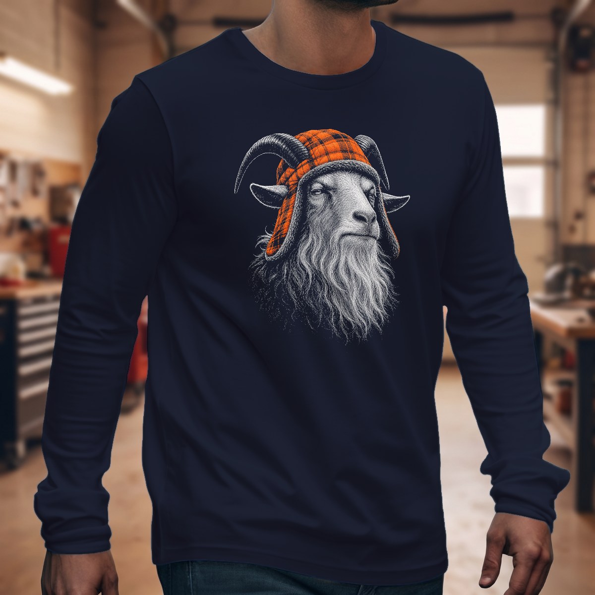Goat Grandpa Trapper Long Sleeve Tee