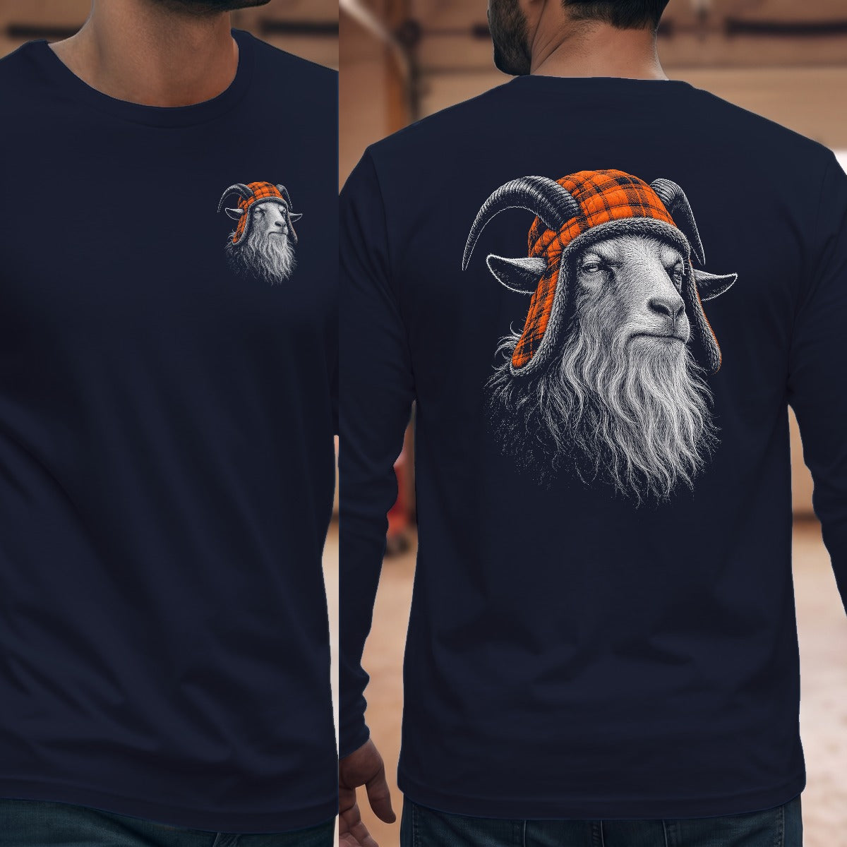 Goat Grandpa Trapper Long Sleeve Tee