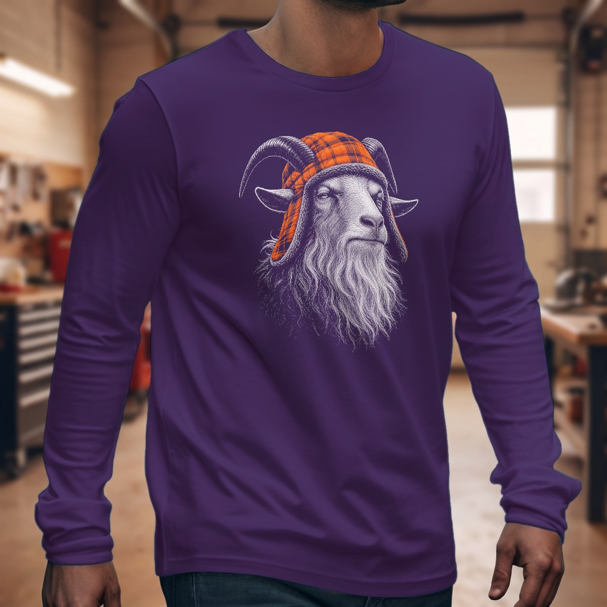 Goat Grandpa Trapper Long Sleeve Tee